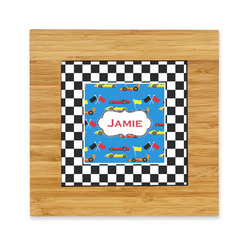 Checkers & Racecars Bamboo Trivet with Ceramic Tile Insert (Personalized)