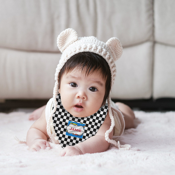 Checkers & Racecars Bandana Bib - (Lifestyle 2 girl)