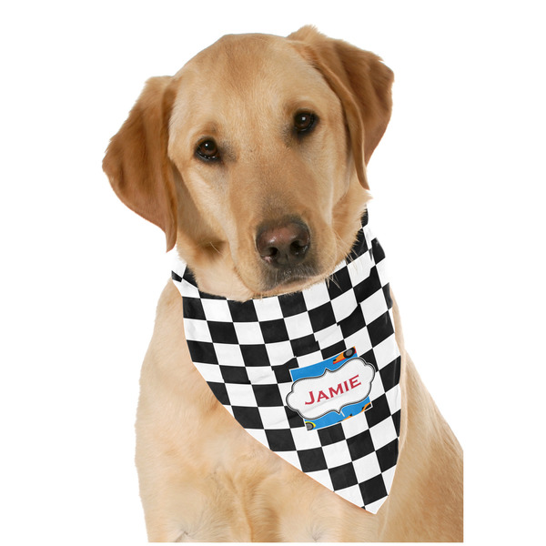 Custom Checkers & Racecars Dog Bandana Scarf w/ Name or Text