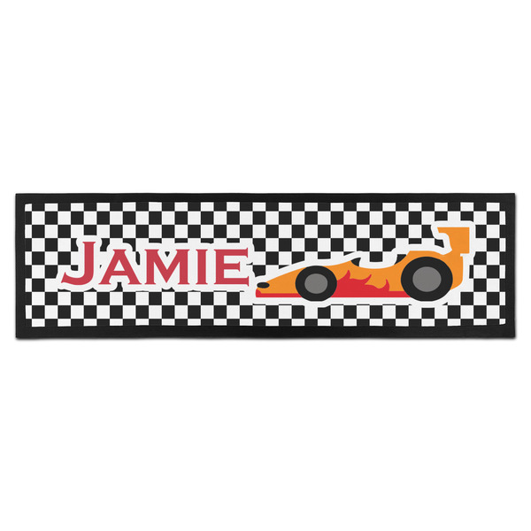 Custom Checkers & Racecars Bar Mat (Personalized)