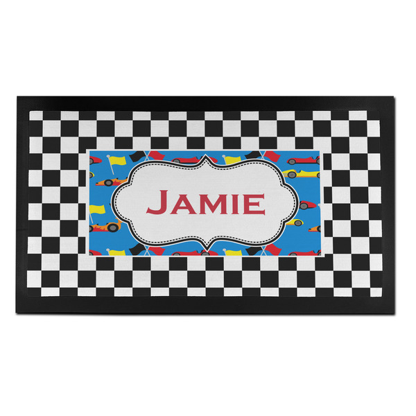 Checkers & Racecars Bar Mat - Small - FRONT
