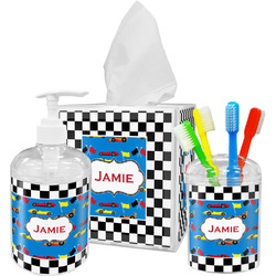 Checkers & Racecars Acrylic Bathroom Accessories Set w/ Name or Text