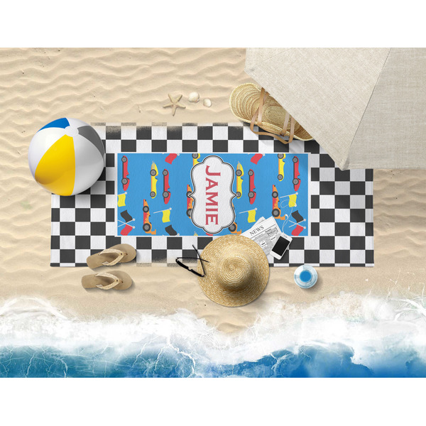 Checkers & Racecars Beach Towel Lifestyle