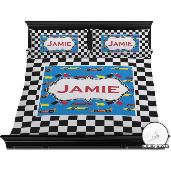 Checkers & Racecars Bedding Set (King) - Duvet
