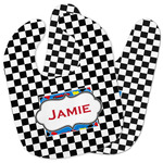 Checkers & Racecars Baby Bib w/ Name or Text