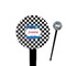 Checkers & Racecars 4" Round Plastic Food Picks - Black - Single Sided (Personalized)