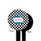 Checkers & Racecars Black Plastic 4" Food Pick - Round - Single Sided - Front & Back