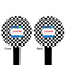 Checkers & Racecars Black Plastic 6" Food Pick - Round - Double Sided - Front & Back