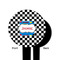 Checkers & Racecars Black Plastic 6" Food Pick - Round - Single Sided - Front & Back