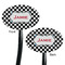 Checkers & Racecars Black Plastic 7" Stir Stick - Double Sided - Oval - Front & Back