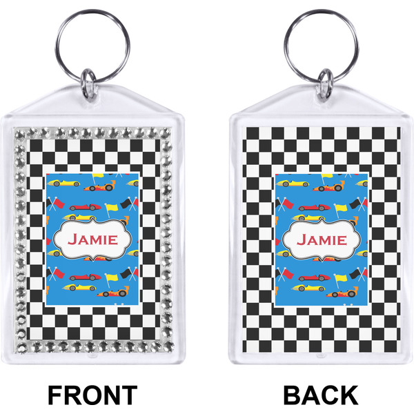 Checkers & Racecars Bling Keychain (Front + Back)
