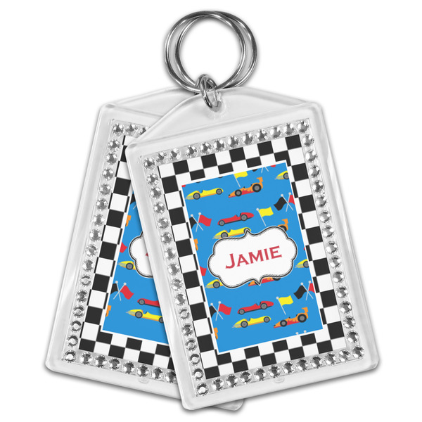 Checkers & Racecars Bling Keychain - MAIN
