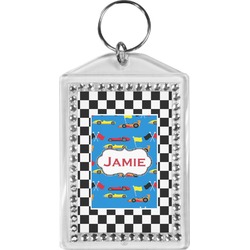Checkers & Racecars Bling Keychain (Personalized)