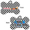 Checkers & Racecars Bone Shaped Dog Tag - Front & Back
