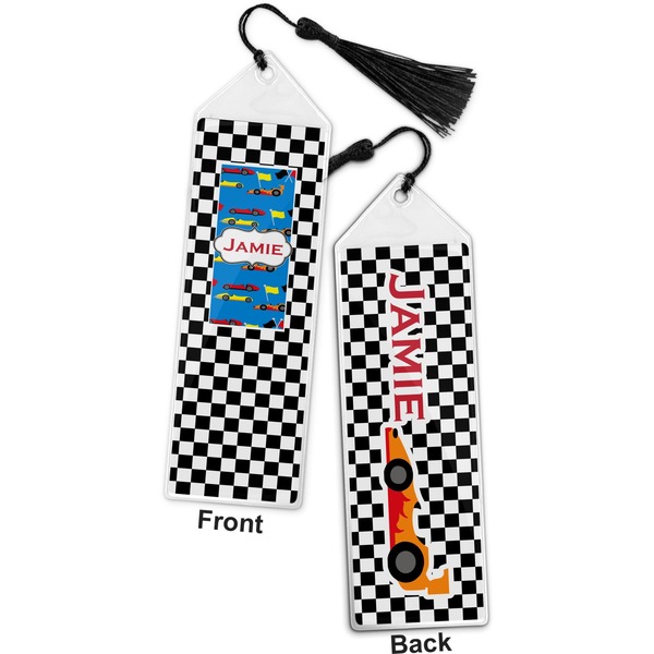 Checkers & Racecars Bookmark with tassel - Front and Back