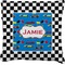 Checkers & Racecars Faux-Linen Throw Pillow 16" (Personalized)