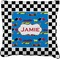 Checkers & Racecars Faux-Linen Throw Pillow 18" (Personalized)