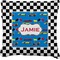 Checkers & Racecars Faux-Linen Throw Pillow (Personalized)