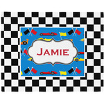 Checkers & Racecars Woven Fabric Placemat - Twill w/ Name or Text