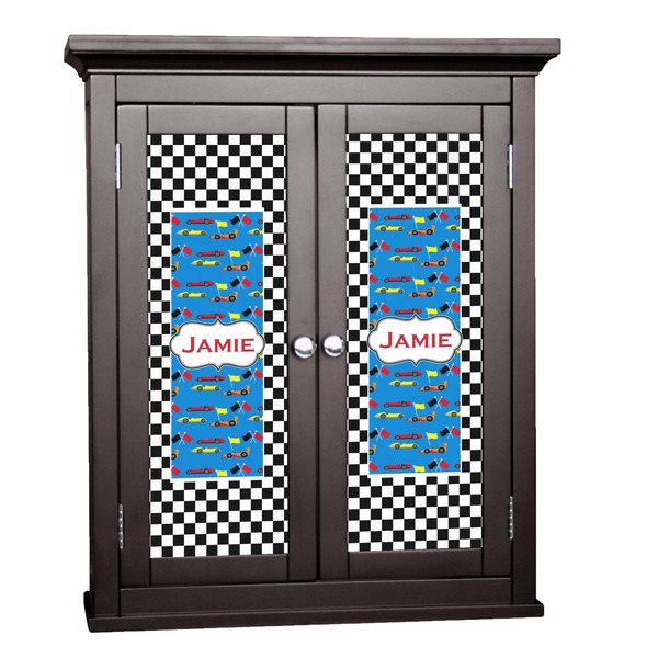 Custom Checkers & Racecars Cabinet Decal - Custom Size (Personalized)