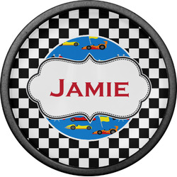 Checkers & Racecars Cabinet Knob (Black) (Personalized)