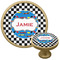 Checkers & Racecars Cabinet Knob - Gold - Multi Angle