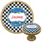 Checkers & Racecars Cabinet Knob - Gold (Personalized)