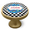Checkers & Racecars Cabinet Knob - Gold - Side