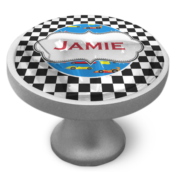 Custom Checkers & Racecars Cabinet Knob (Personalized)