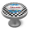 Checkers & Racecars Cabinet Knob - Nickel - Side