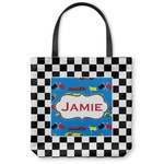 Checkers & Racecars Canvas Tote Bag - Small - 13"x13" (Personalized)