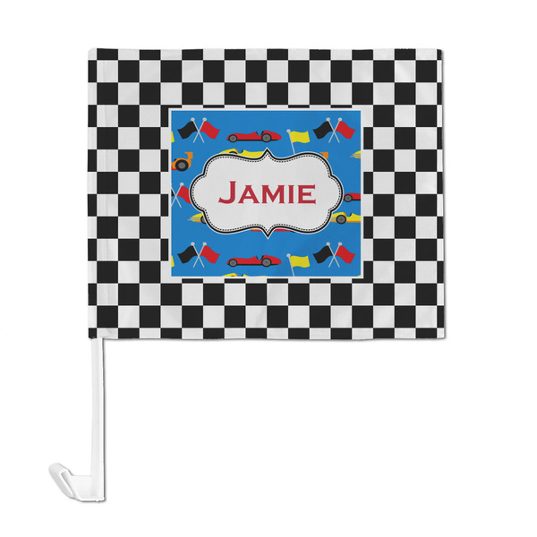 Checkers & Racecars Car Flag - Large - FRONT