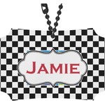 Checkers & Racecars Rear View Mirror Ornament (Personalized)