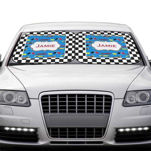 Checkers & Racecars Car Sun Shades - IN CONTEXT