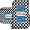 Checkers & Racecars Car Floor Mats Set - 2 Front & 2 Back (Personalized)