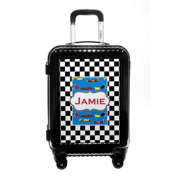 Custom Checkers & Racecars Carry On Hard Shell Suitcase (Personalized)