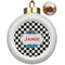 Checkers & Racecars Ceramic Christmas Ornament - Poinsettias (Front View)