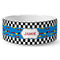 Checkers & Racecars Ceramic Dog Bowl - Medium - Front