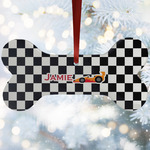 Checkers & Racecars Ceramic Dog Ornament w/ Name or Text