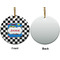 Checkers & Racecars Ceramic Flat Ornament - Circle Front & Back (APPROVAL)