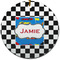 Checkers & Racecars Ceramic Flat Ornament - Circle (Front)