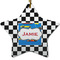 Checkers & Racecars Star Ceramic Ornament w/ Name or Text