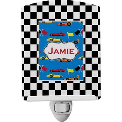 Checkers & Racecars Ceramic Night Light (Personalized)