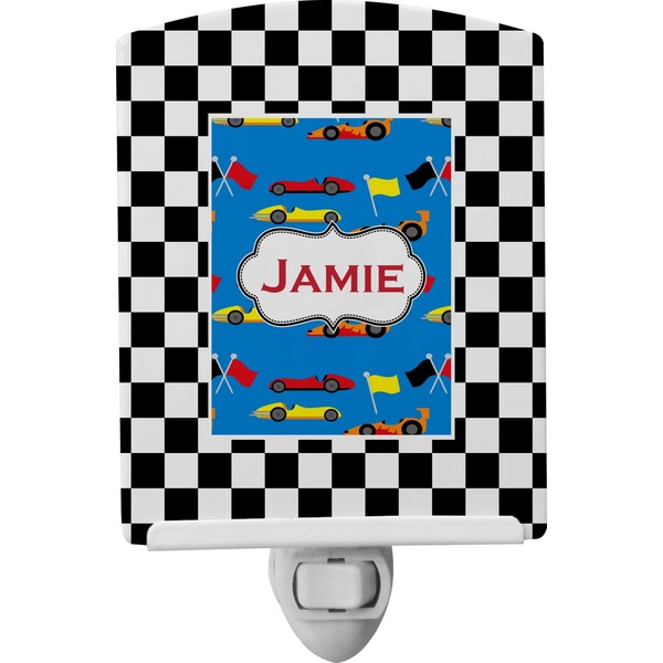 Custom Checkers & Racecars Ceramic Night Light (Personalized)