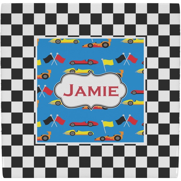 Custom Checkers & Racecars Ceramic Tile Hot Pad (Personalized)