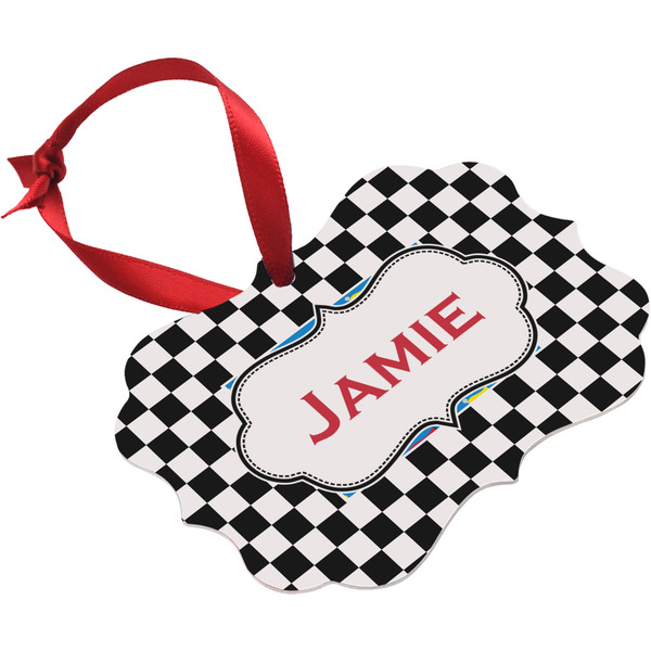 Checkers & Racecars Christmas Ornament