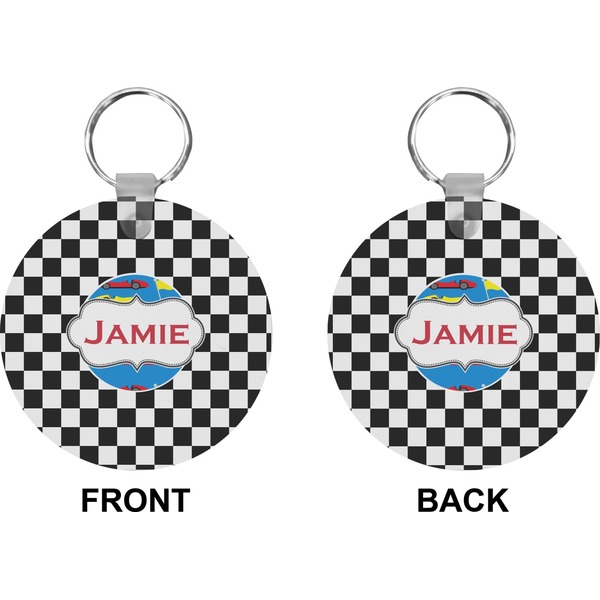 Checkers & Racecars Circle Keychain (Front + Back)