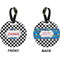Checkers & Racecars Circle Luggage Tag (Front + Back)