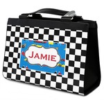 Checkers & Racecars Classic Tote Purse w/ Leather Trim w/ Name or Text