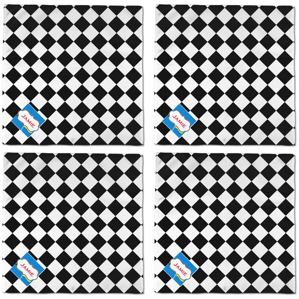Checkers & Racecars Cloth Napkins - Personalized Dinner (APPROVAL) Set of 4